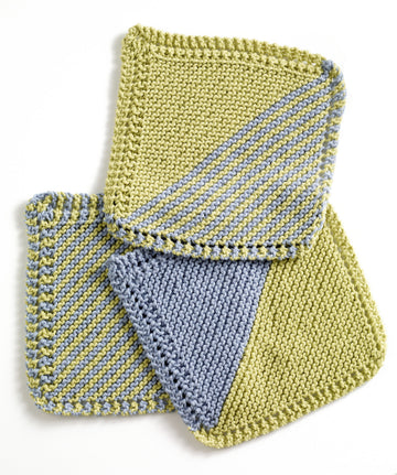 Garter Square Washcloths in Lion Brand Cotton-Ease - 81065AD