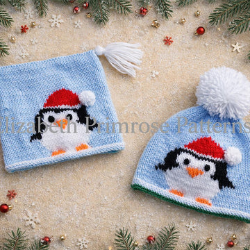 Christmas Penguin Bobble Hat & Teabag Hat DK Knitting Pattern P3 — Elizabeth Primrose Patterns