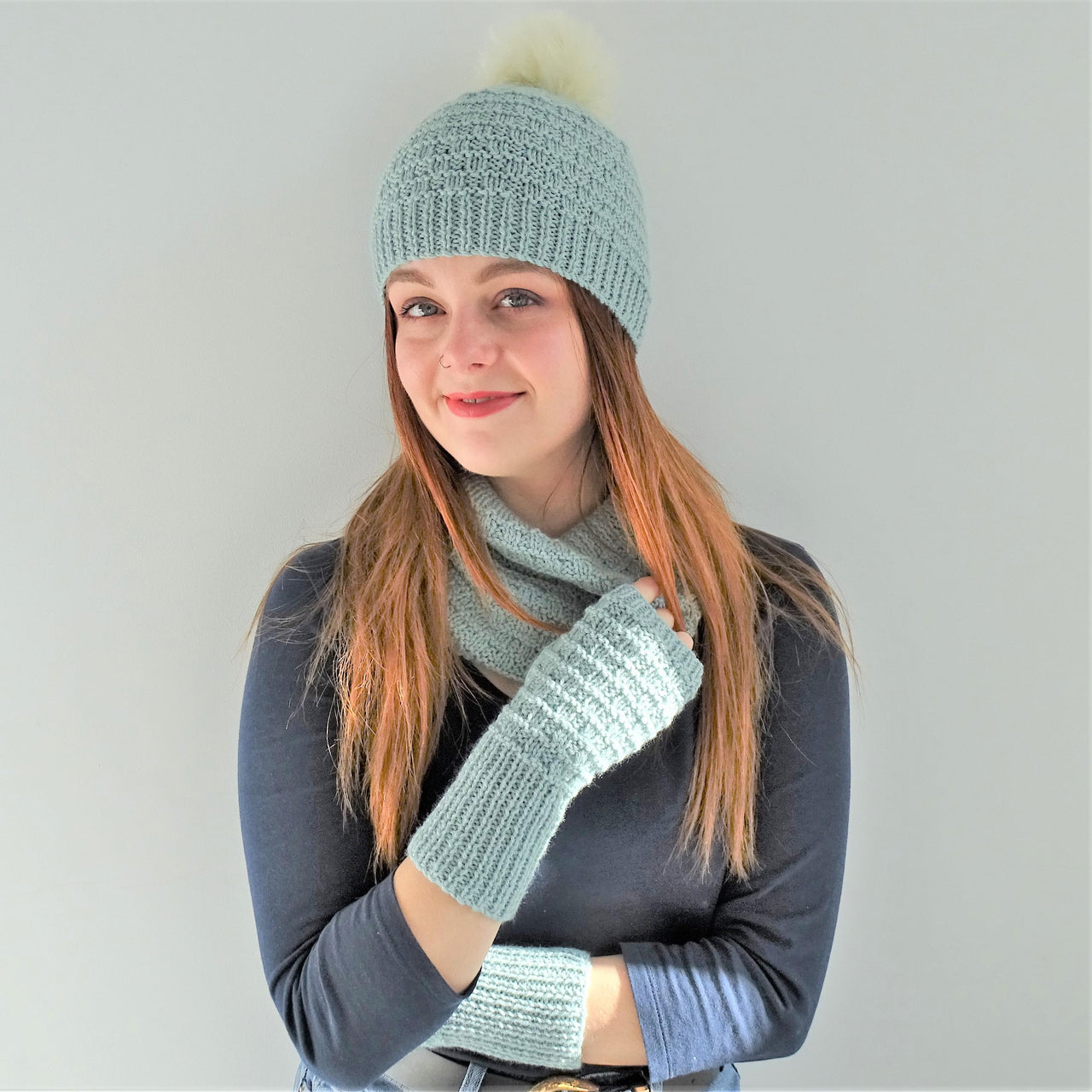 ‘Sea Waves’ Hat, Mitts and Cowl, toddler, child and adult