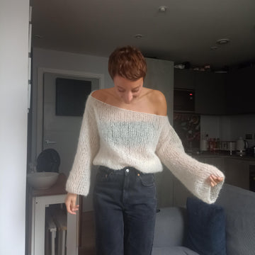 Off the shoulder mohair sweater