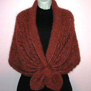 Elegant Brown Shawl Collar Shrug