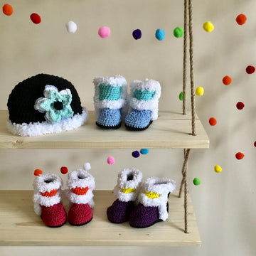 Winter Baby Boot and Hat Set Pattern No 291