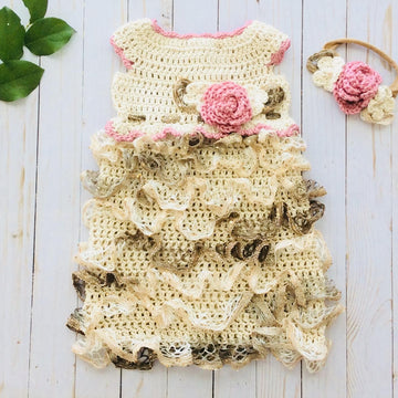 Crochet Baby Ruffled Dress and Headband