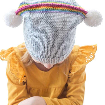Rainbow Double Pom Pom Hat