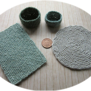 1:12th scale knit rugs & baskets