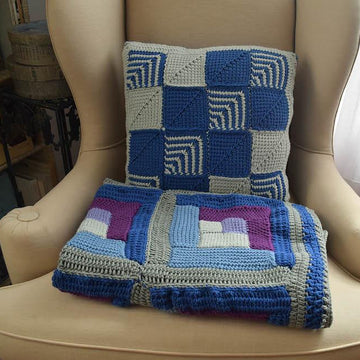 Tunisian Crochet Log Cabin Sampler Blanket
