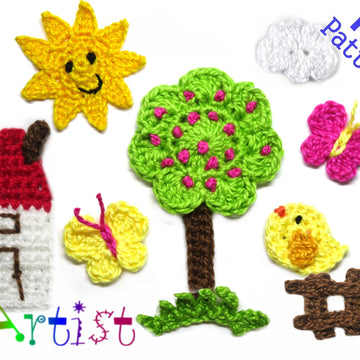 Tree set 02 Crochet Applique