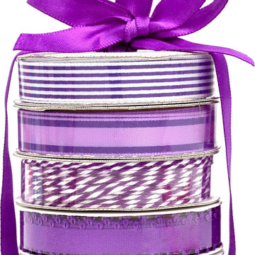 American Crafts Premium Ribbon & Twine 5/Pkg - Purple