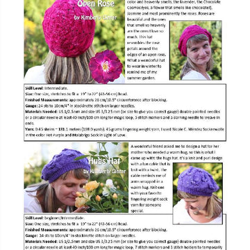 Open Rose and Hugs; 2 Hats, 1 Skein