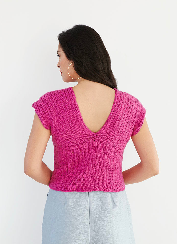 "Silvia Top" - Top Knitting Pattern For Women in Debbie Bliss Sita