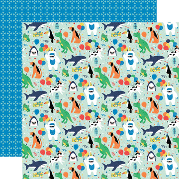 Echo Park Paper It's Your Birthday Boy Double-Sided Cardstock 12"X12" 25/Pkg - Boy Party Animals