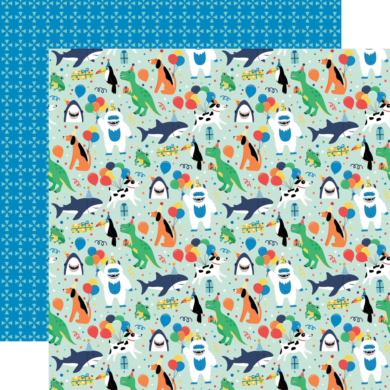 Echo Park Paper It's Your Birthday Boy Double-Sided Cardstock 12"X12" 25/Pkg - Boy Party Animals