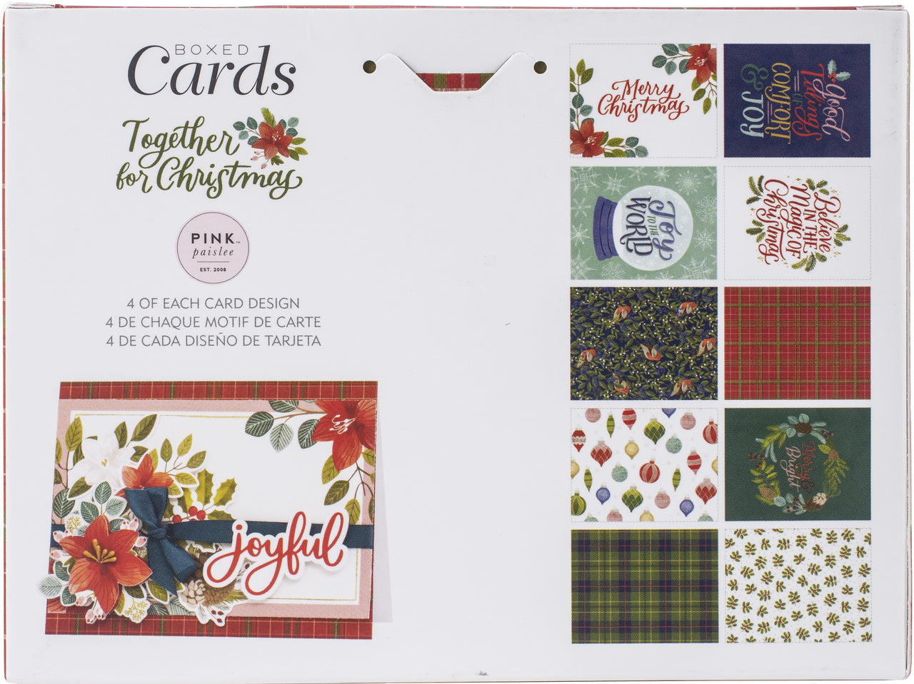 American Crafts Pink Paislee A2 Cards W/Envelopes (4.375"X5.75") 40/Box - Together For Christmas