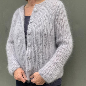 Strickanleitung Strickjacke Mohair-Strickjacke in Halbpatent, Cardigan