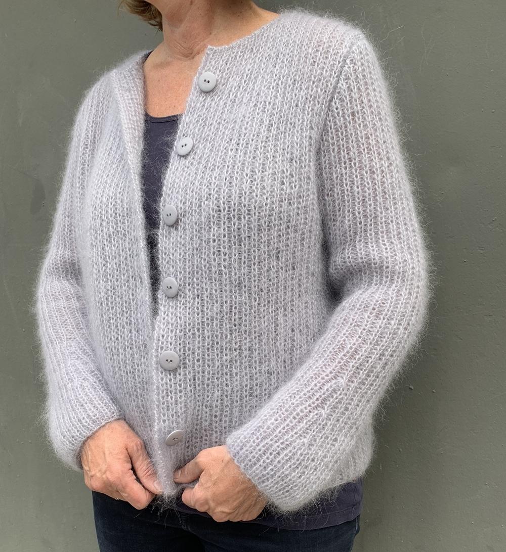 Strickanleitung Strickjacke Mohair-Strickjacke in Halbpatent, Cardigan