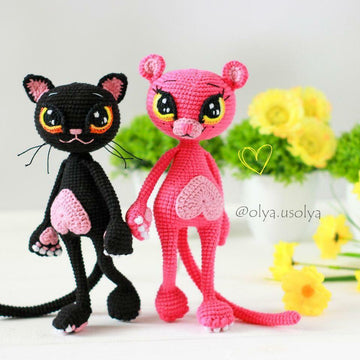 2in1: Pink Panther + Cat Lucienne + Eyes crochet pattern (PDF + 8 videos)