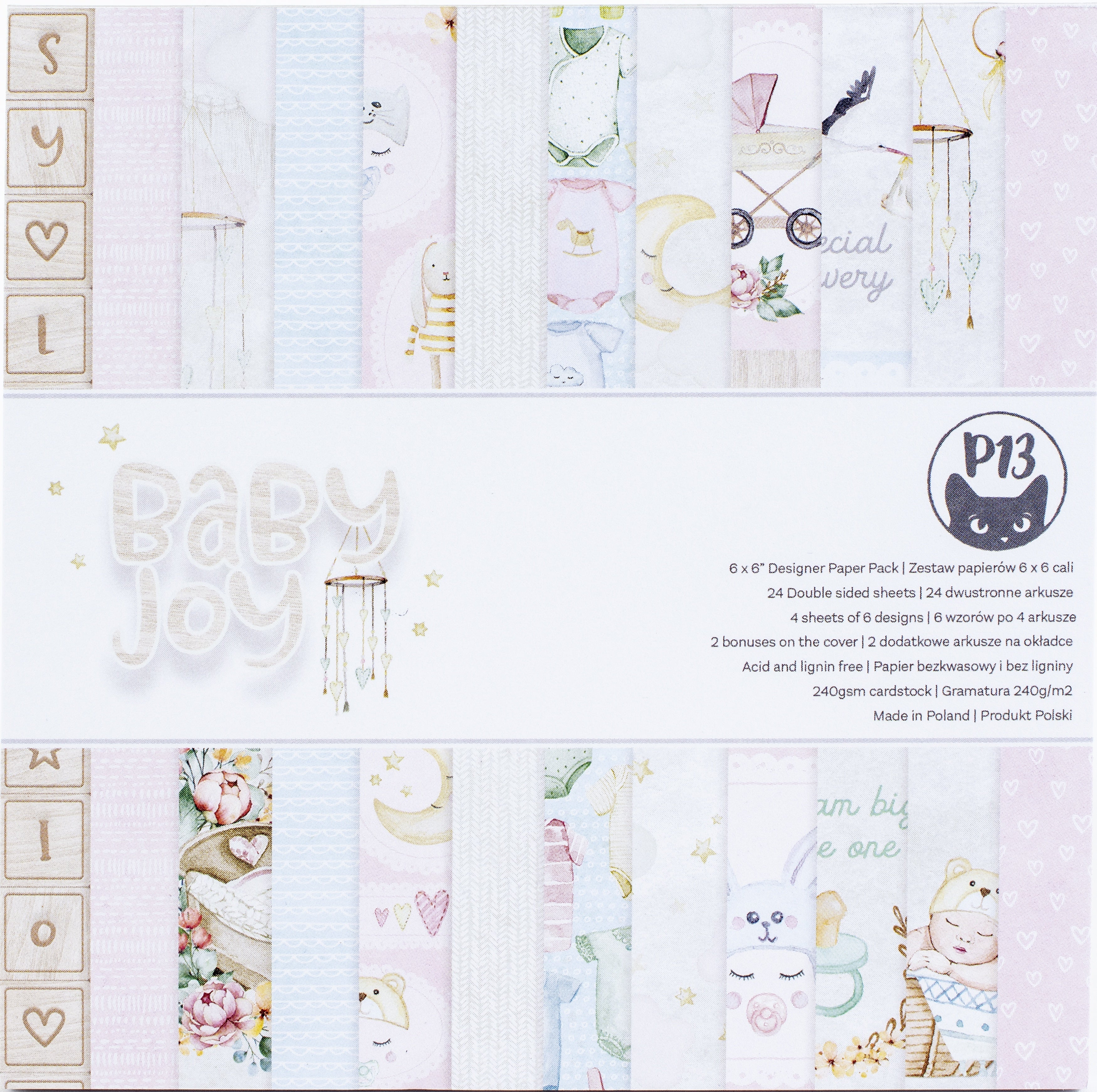 P13 Double-Sided Paper Pad 6"X6" 24/Pkg - Baby Joy, 6 Designs/4 Each +
