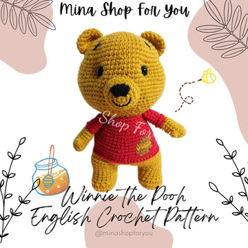 Winnie the Pooh  Amigurumi Crochet Pattern: 9-inches Doll (English PDF)