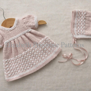 Star Stitch Dress and Bonnet Knitting Pattern P144 for 41–51cm/16–20 inches | Dolls Clothes | Elizabeth Primrose Patterns