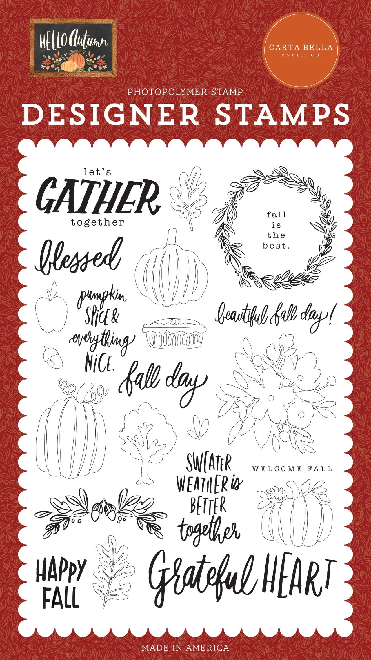 Echo Park Paper Carta Bella Stamps - Fall Day, Hello Autumn