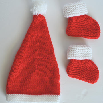 Santa  Baby Hat And Booties