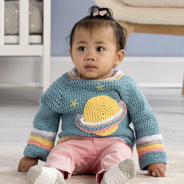 Crochet Saturn Baby Pullover in Bernat Bundle Up - Downloadable PDF