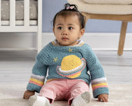 Crochet Saturn Baby Pullover in Bernat Bundle Up - Downloadable PDF