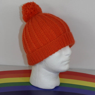Aran Fishermans Rib Bobble Beanie Circular