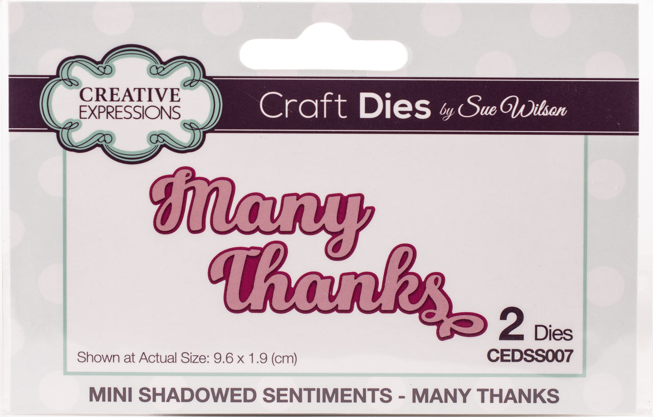 Creative Expressions Craft Dies By Sue Wilson - Mini Shadowed Sentiments-Many Thanks