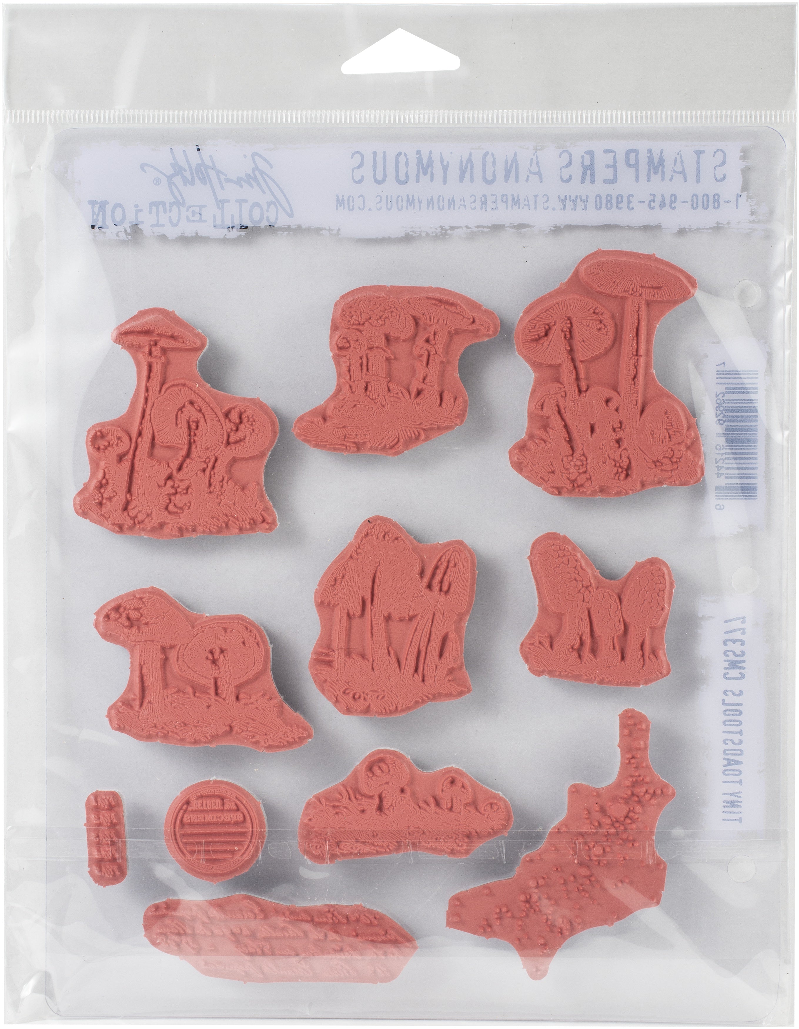 Stampers Anonymous Tim Holtz Cling Stamps 7"X8.5" - Tiny Toadstools