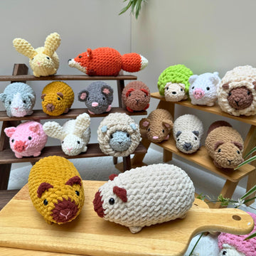 Crochet Animal Pattern Bundle 10 in 1 No Sew Amigurumi PDF: Mouse, Hamster, Guinea Pig, Bunny, Squirrel, Hedgehog, Capybara, Fox, Pig, Sheep
