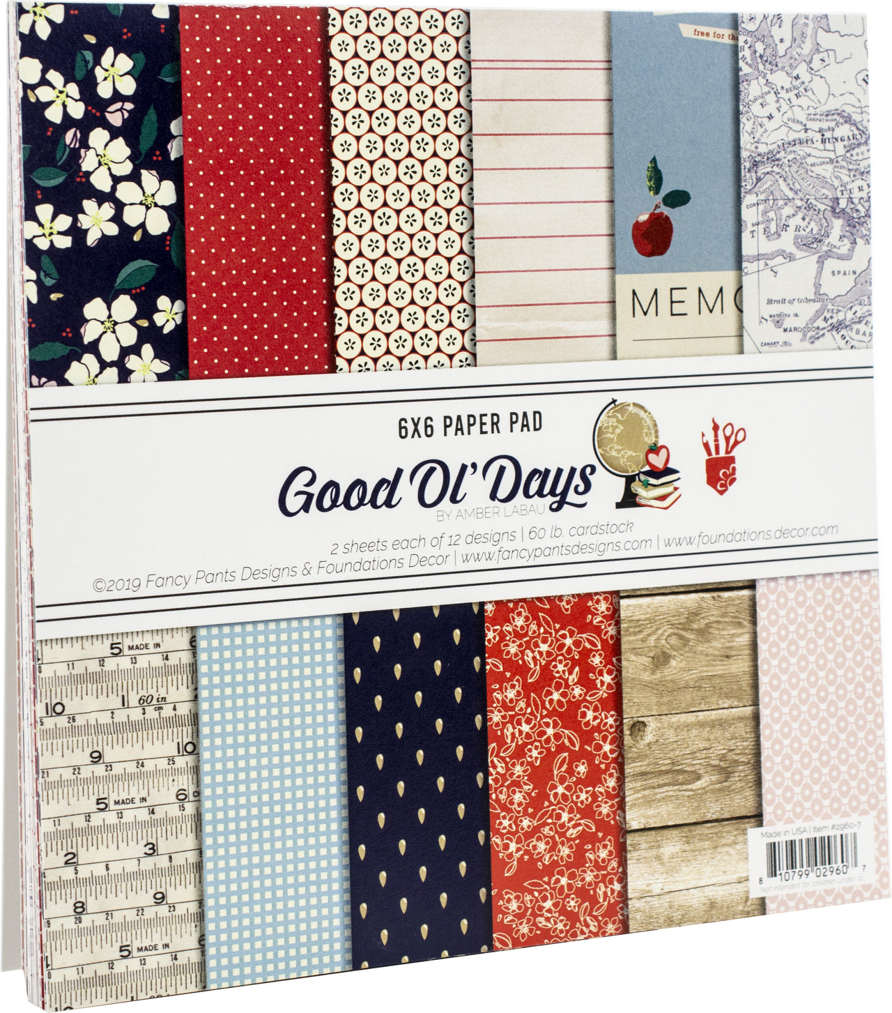 Foundations Decor Fancy Pants Designs Single-Sided Paper Pad 6"X6" 24/Pkg - Good Ol' Days, 12 Designs/2 Each