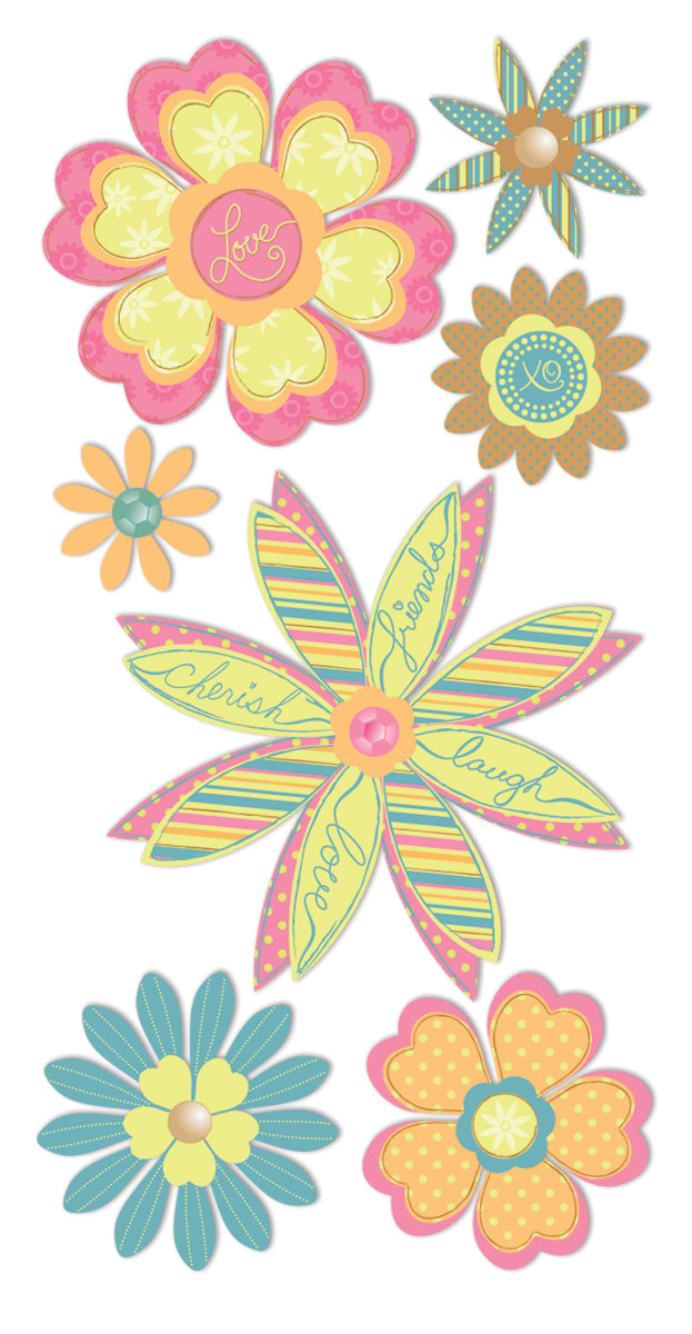 Trends International SandyLion Essentials Dimensional Stickers - Heart Flowers
