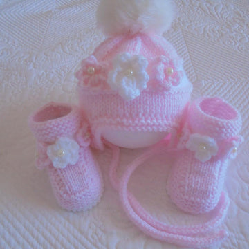 Baby Girl Flower Hat And Boots