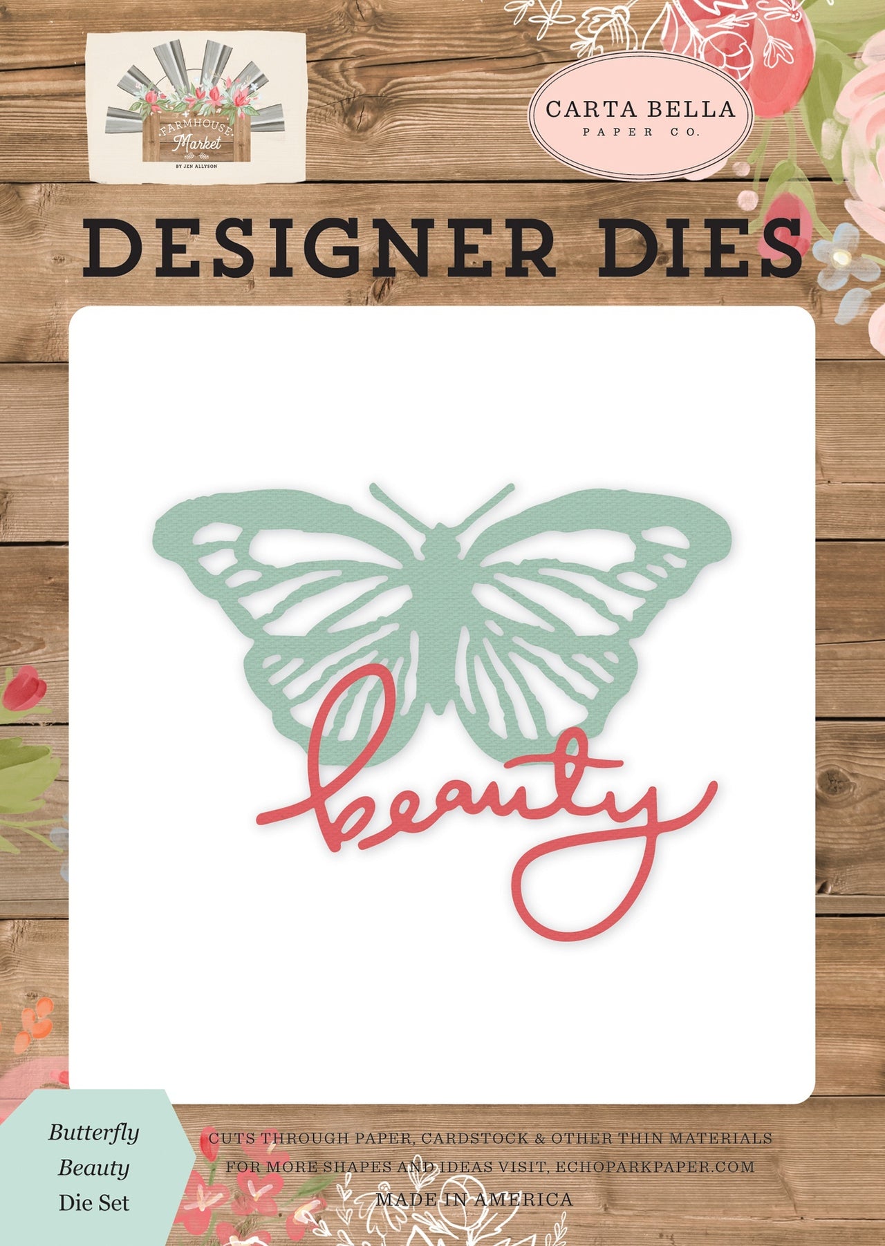 Echo Park Paper Carte Bella Dies - Butterfly Beauty, Farmhouse Market