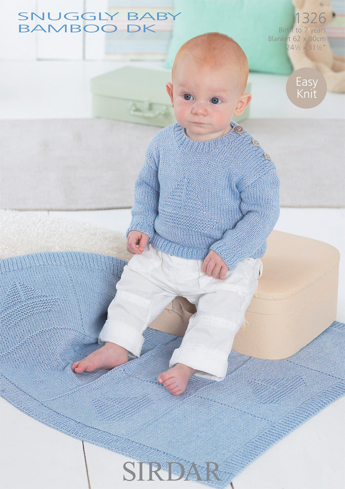 Blanket and Sweater in Sirdar Snuggly Baby Bamboo DK - 1326 - Downloadable PDF