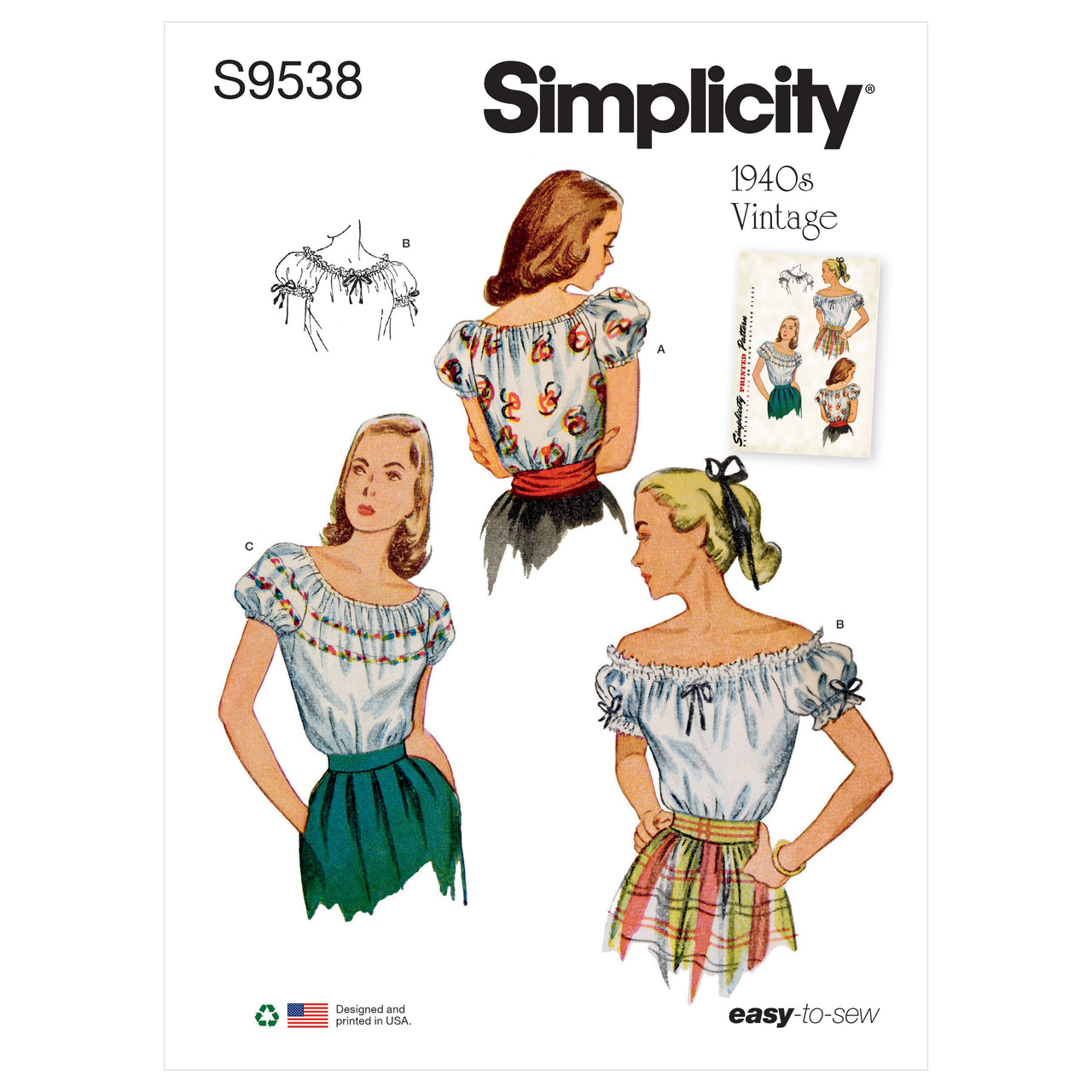 Simplicity Misses' Blouses S9538 - Sewing Pattern