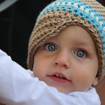 Newsboy Hat with Sky Blue and White Stripes