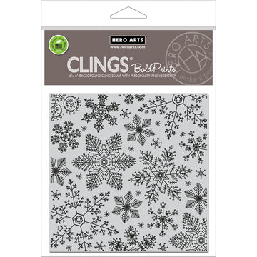 Hero Arts Cling Stamps 4.5"X5.75" - Hand Drawn Snowflakes Bold Prints