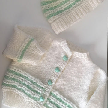 Baby cardigan with matching Beanie hat