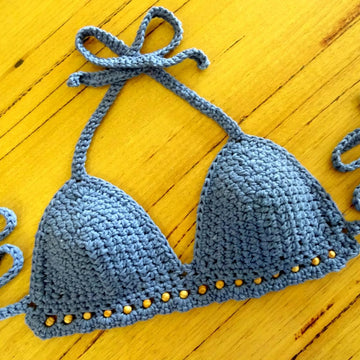 Crochet Beaded Bikini Halter Top