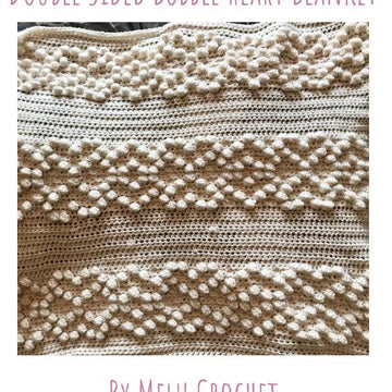 Double Sided Bobble Heart Blanket US terminology By Melu Crochet