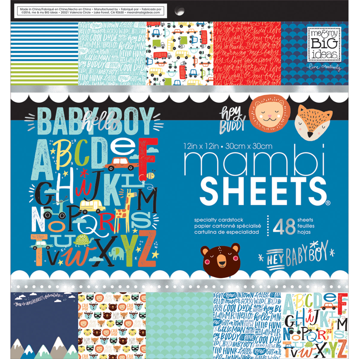 Mambi Single-Sided Paper Pad 12"X12" 48/Pkg - Baby Boy Dreams