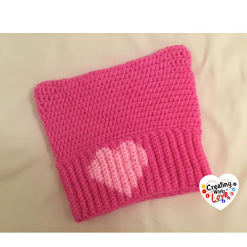 Messy Bun Cat Hat with Heart