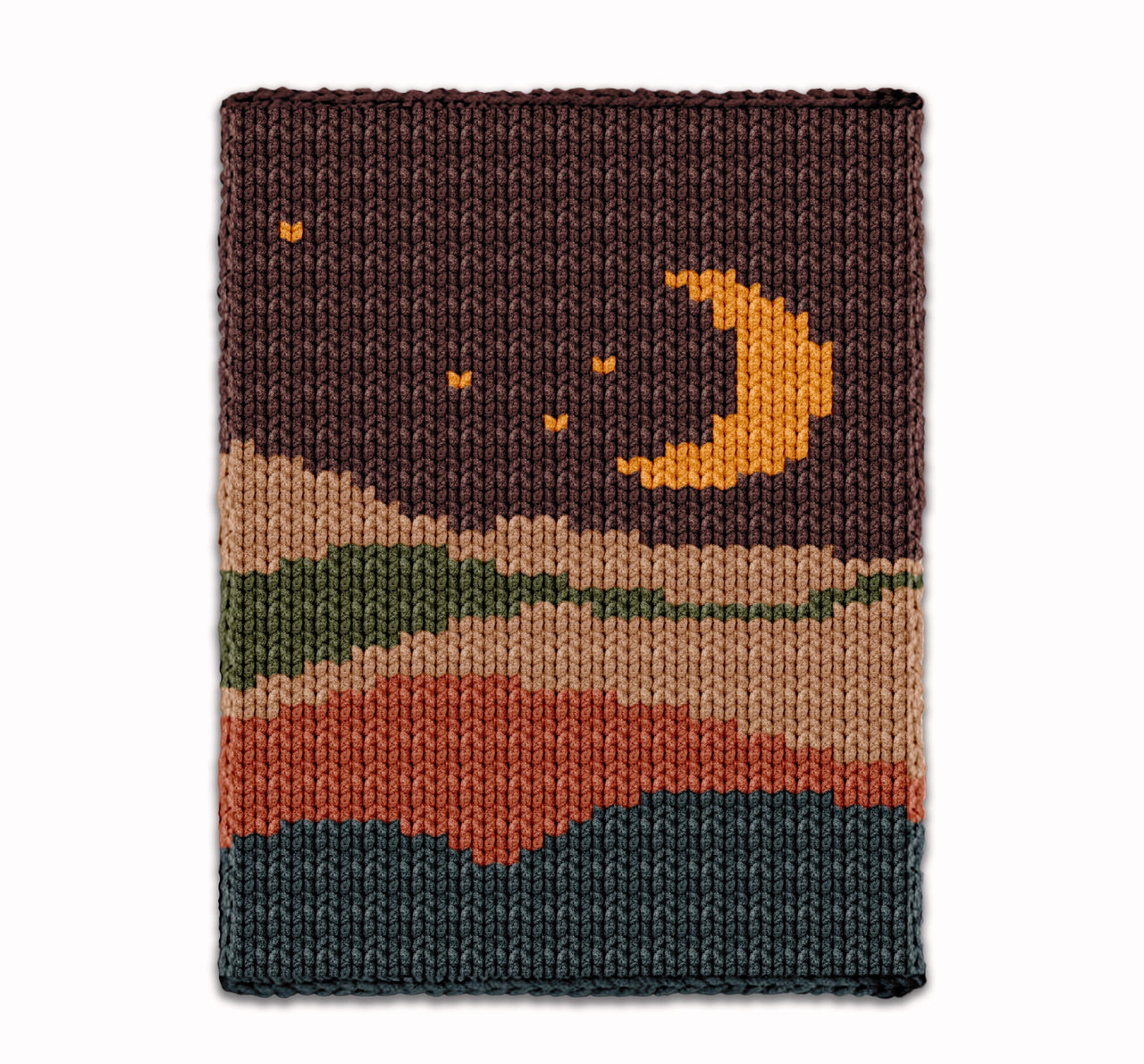Chunky Knitting Pattern, Moon Knit Color Blanket