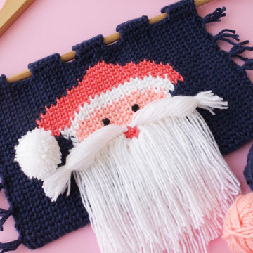 Beautiful Knit-like Crochet wall hanging with Santa Face with Waistcoat stitch VIDEO tutorial