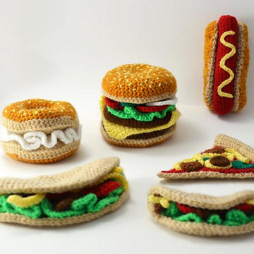 Fast Food Collection: Fast Food Crochet Pattern, Fast Food Amigurumi, Pizza Crochet Pattern, Bagel Crochet Pattern, Hotdog Crochet Pattern, Hamburger Crochet Pattern, Taco Crochet Pattern