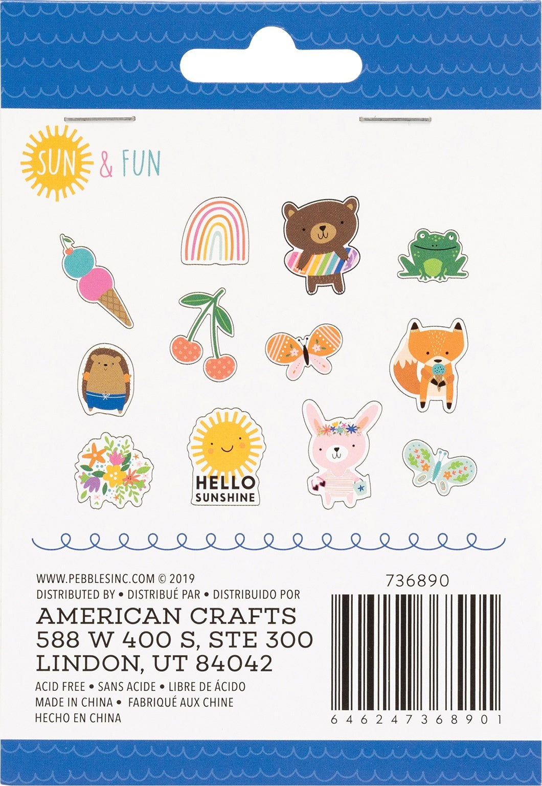 American Crafts Sun & Fun Vinyl Stickers 12/Pkg - 621072