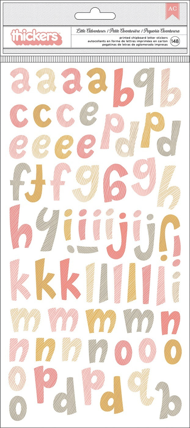 American Crafts Little Adventurer Thickers Stickers 5.5"X11" 148/Pkg - Girl Alpha/Chipboard