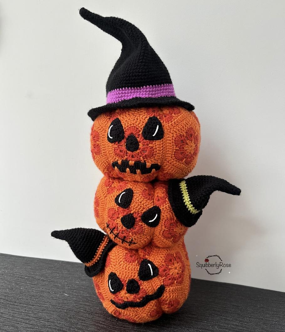 African flower stacking pumpkin decoration